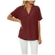 thumbnail image 2 of Fiudx Ofertas Flash Del Día Solo En Línea Blusa Holgada de Color Liso con Cuello Redondo Retro de Manga Corta a La Moda para Mujer, 2 of 7