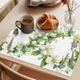 thumbnail image 3 of White Green Gardenia Placemats Set of 2, Spring Green Floral Leaf Wreath Flower Watercolor Non-Slip Place Mats Washable Table Mats for Kitchen Dining Table Decorations Indoor/Outdoor, 3 of 9