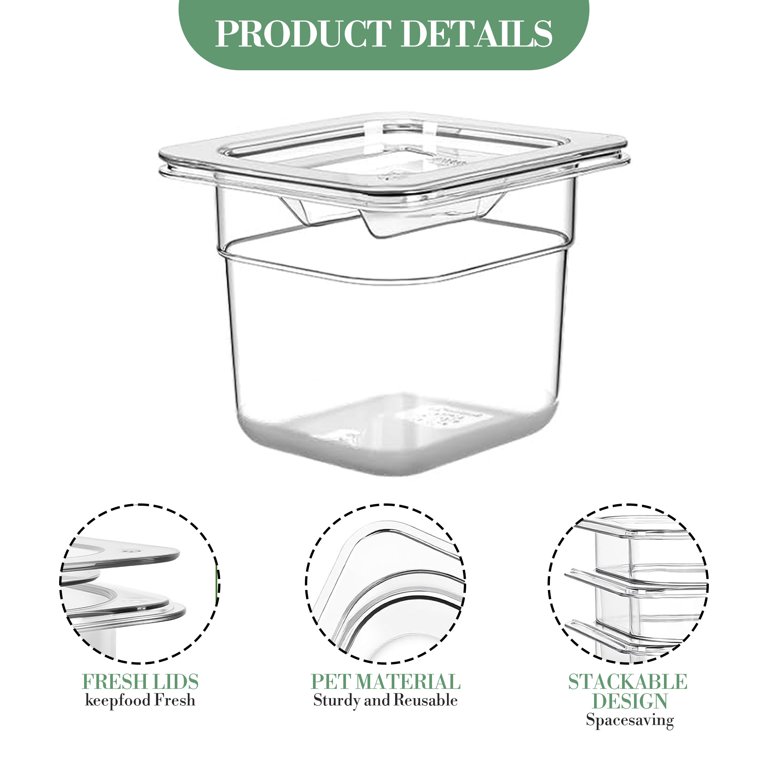 Anoncndin Clear Food Pans with Lids, 12 Pack Polycarbonate Food Pans ...