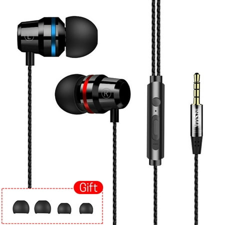 INSMA Hands-free Call 3.5mm Earphones Metal 4D HiFi Bass In-ear Earbuds Headphones with Mic Microphone & Volume Control for Smart Cell