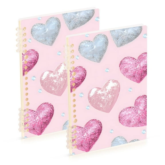 joogoo Spiral Journal Notebook Holographic Glitter Hearts-a3 College Ruled Notebooks 8.3" x 5.7" 2 PCs
