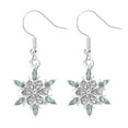 thumbnail image 1 of 1 Pair Water Blue Snowflake Earrings Stylish Rhinestone Inlaid Eardrop for Girl, 1 of 8