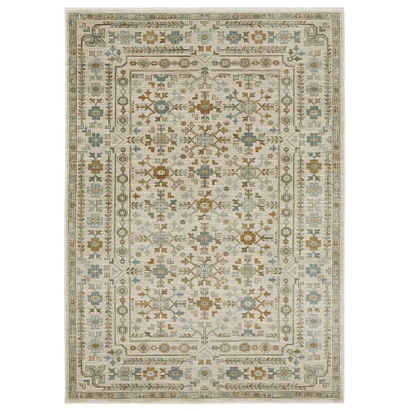 Woven Trends Fiza - MAE01 - Traditonal Style, Floral Pattern, Stain Resistant & Family Friendly, Living Room, Dining Room, Office, Low Pile Polypropylene Area Rug in Ivory - 10' x 13'