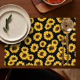 thumbnail image 4 of Sunflower Placemats Set of 6, Machine Washable Heat Resistant Linen Table Mats with Butterfly and Bee Floral Designs, Rustic Boho Farmhouse Dining Mats with Yellow Bloom Pattern, 4 of 5