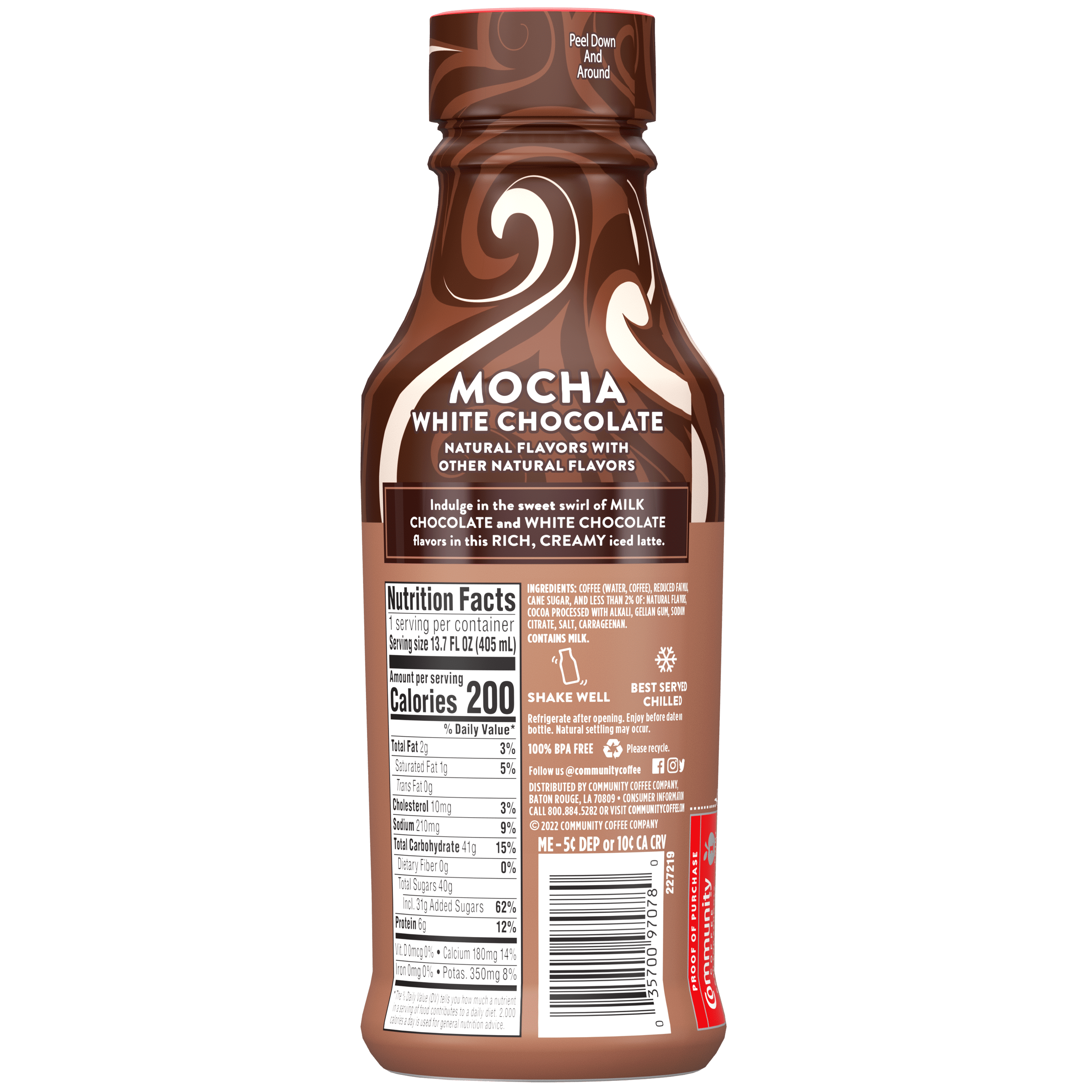(2 pack) Community Coffee Mocha White Chocolate Iced Latte - 13.7 oz Bottle