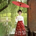 thumbnail image 4 of Otqutp Girls Chinese Traditional Skirts Shirt Set Embroidery Buckle Collar 𝗧ang Suit for Kids Retro Elegant New Year Clothes, 4 of 6
