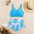 thumbnail image 1 of Girls 2 Piece Swimsuits High Waist Bikini Set with Ruffle Top and Swim Shorts Girls Bathing Suit, 1 of 3