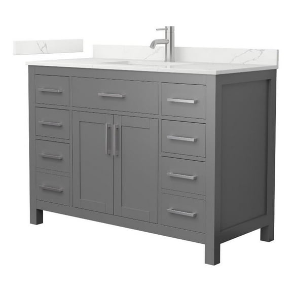 Beckett 48" Dark Gray Single Vanity & Giotto Quartz Top (1-Hole) & Nickel Trim