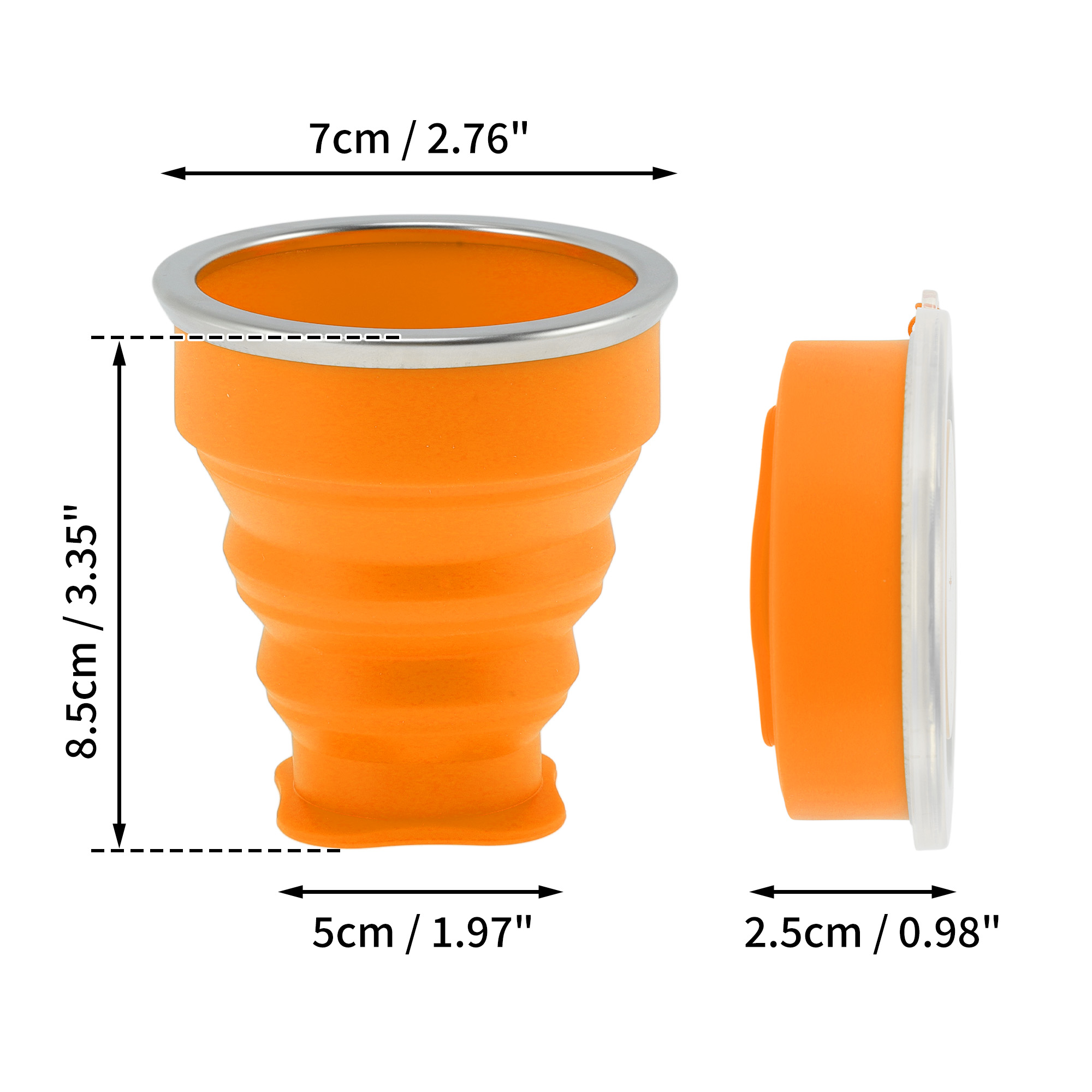 Unique Bargains Folding Cup with Wrist Strap Collapsible Cups 200ml 1 Pc Orange