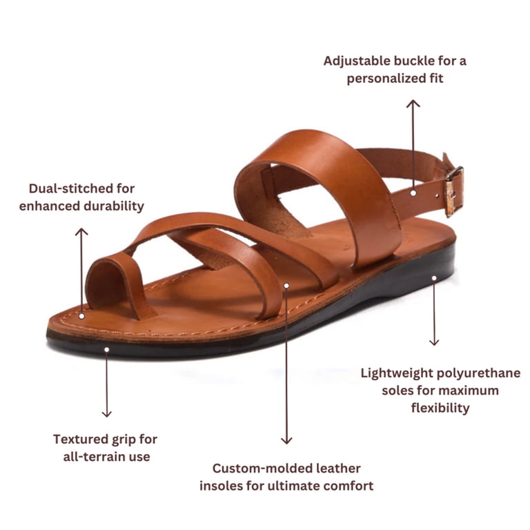 Amos - Leather Ankle Strap Flat Sandal - Mens Sandals  display picture 1