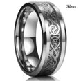 thumbnail image 1 of Fashion Men's 8mm Red Tungsten Wedding Celtic Dragon Rings Inlaid Blue Zircon Stainless Steel Green Carbon Fibre Rings For Men H 8, 1 of 6