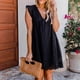 thumbnail image 1 of Summer V-neck Cotton Short Skirt Solid Color Dress California Romper for 2022, 1 of 2