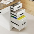 thumbnail image 5 of 58” Executive Desk with Drawers & Cabinet – Farmhouse Home Office Table for Bedroom, Game Room, 5 of 7