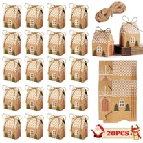 20 Pack Mini Gingerbread House Cookie Box - Christmas Party Favor Treat Box for Candy, Classroom Exchange, Neighbor Gifts, and Holiday Decor