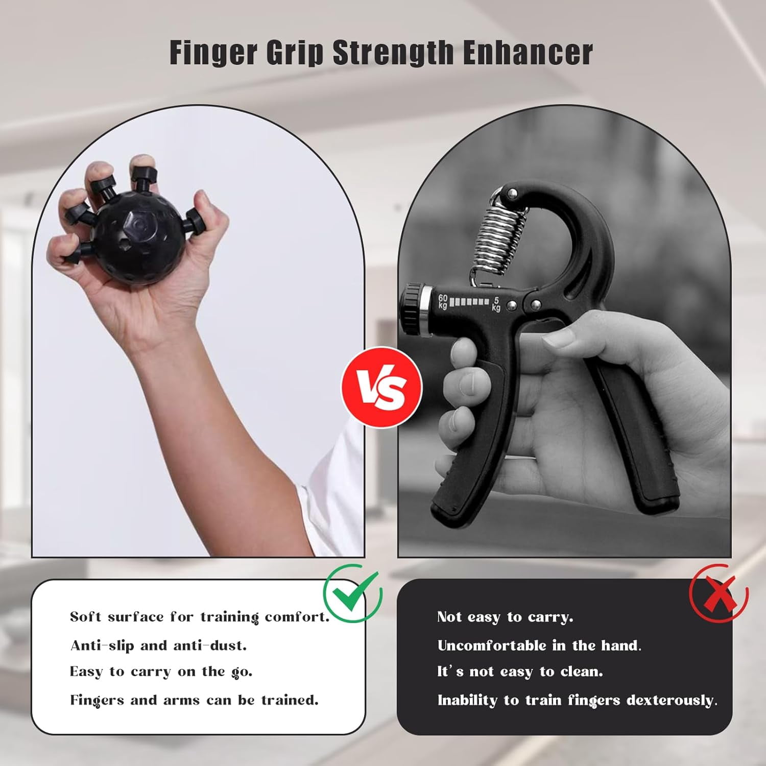 CATPAN 2 Pack Finger Grip Strengthener, Finger Strengthener, Finger Strength Trainer, Adjustable Hand Grip Strengthener, Grip Strength Trainer Ball