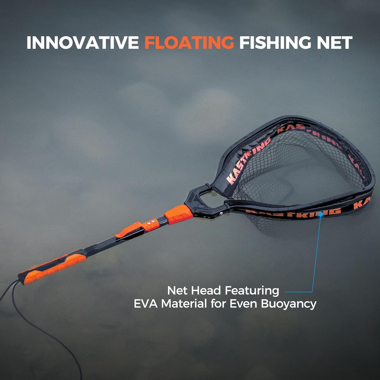 KastKing Fishing Net, Pvc Net - 32" Total Length (Fixed Handle)  Aluminum Handle, Non-Slip Hi-Vis Grip, Compact with Storage Bag and Lanyard, Kayak, Lake and River Fishing Titanet