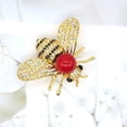 thumbnail image 3 of Honey Bee Brooches Crystal Insect Themed Bee Brooch Animal Fashion Shell Pearl Brooch Pin Gold Tone, 3 of 15