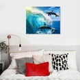 thumbnail image 5 of COMIO  Dolphin Wall Art Blue Ocean Jumping Dolphins Animal Bathroom Decor Painting Picture Prints on Canvas Framed Home Wall Decoration, 5 of 5