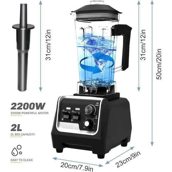 Professional Countertop Blender for Smoothies, Juices, and Ice Crush - 2200W Powerful Motor with 5 Speeds
