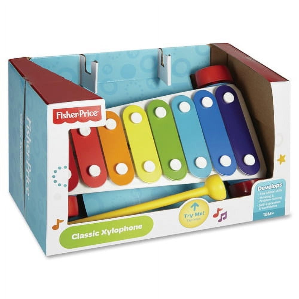 Fisher-Price Classic Xylophone Tapping the Keys Helps Foster Fine Motor Skills - Standing and Pull String