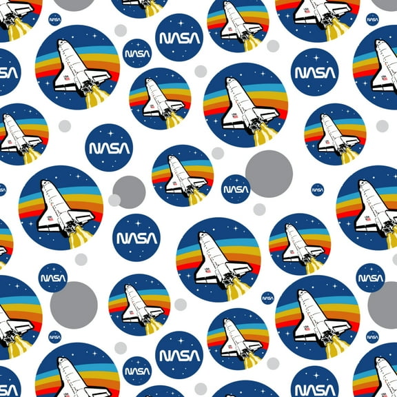 NASA Logo Over Space Shuttle with Rainbow Premium Gift Wrap Wrapping Paper Roll