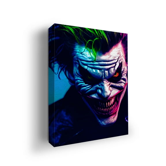 Joker1 Canvas Wall Art by Mavis Print- 12x16 inches DC Comics Wall Decor | HD Printed & Wooden framed wall art | UV & Water Resistant Modern Wall Decor for Gift | Kids room Decor | Made in USA