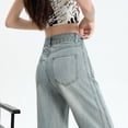 thumbnail image 4 of Pantalones vaqueros Lyocell Tencel de Color claro para mujer, pantalones de pierna ancha de seda de hielo, finos, a la moda, holgados, rectos y estrechos, de verano, 4 of 5
