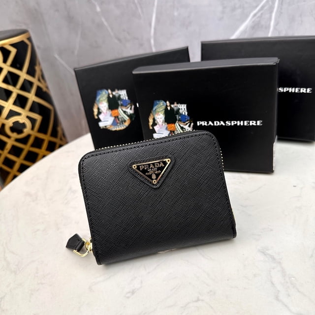 Cartera Con Cremallera De Piel Prada , Adecuada Para Mujer LM207 , Con Maleta
