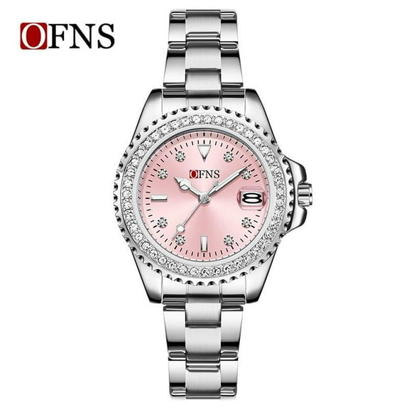 Explojoy Women's Stainless Steel Watch – Elegant Crystal Details with Waterproof Quartz Movement