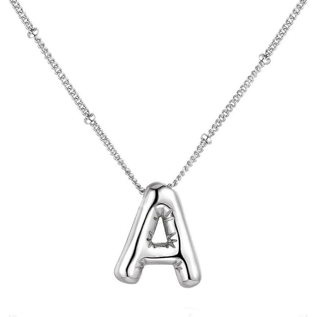 Bubble Letter Necklace Balloon Initial Necklaces For Women Girls Dainty Alphabet Pendant 14k Gold Plated Puffy Name Personalized Jewelry Gift