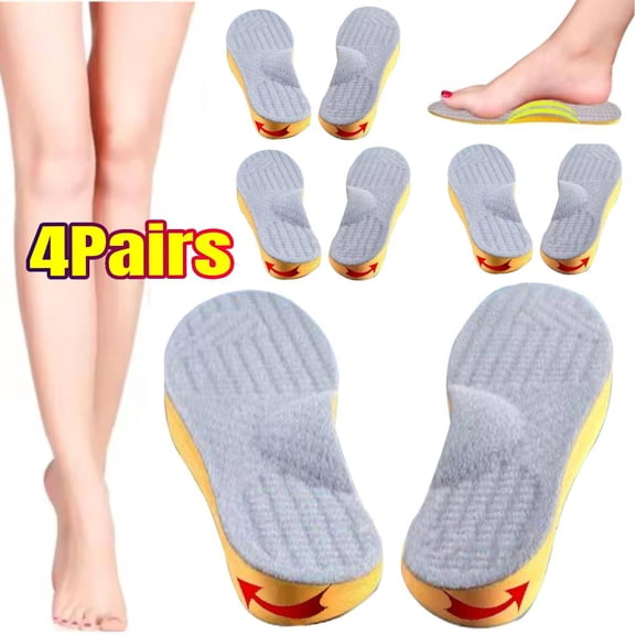 4 Pairs Supination Correction Insoles for Men & Women - Orthotic Inserts for Over-Supination Relief - Supportive Sole Inserts for Correcting Supination
