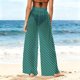 thumbnail image 4 of Pincandy Women See Through Sheer Mesh Pants Beach Swimsuit Bikini Bottom Cover up Party Club Elastic High Waist Wide Leg Pants, 4 of 7