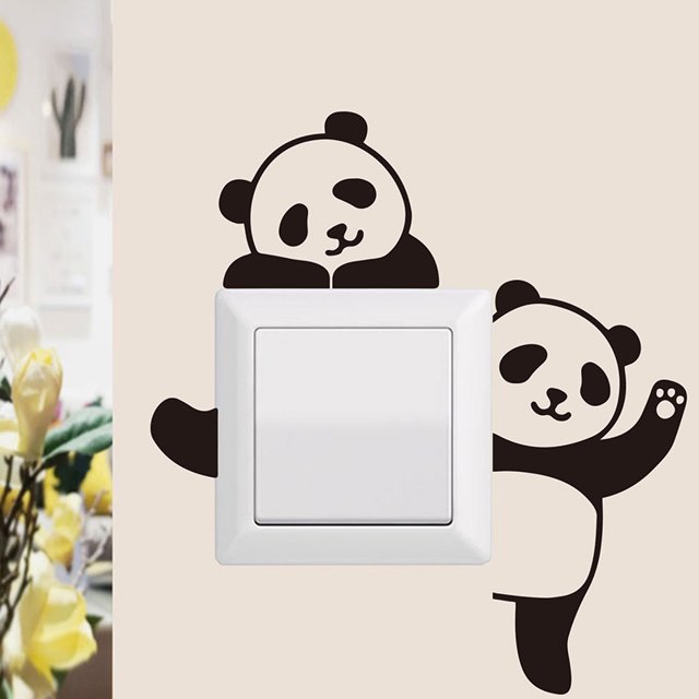Adhesivos de pared de PVC con dibujos animados de panda para decoración Switch