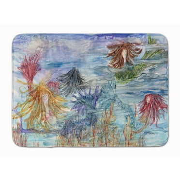 Abstract Mermaid Water Fantasy Machine Washable Memory Foam Mat
