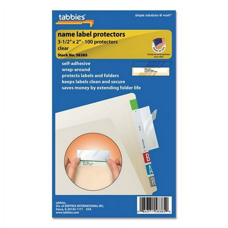 Self-Adhesive Label/File Folder Protector, Top Tab, 3.5 x 2, Clear, 500/Box Self-Adhesive Label/File Folder Protector, Top Tab, 3.5 x 2, Clear, 500/Box