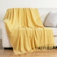 thumbnail image 6 of Yellow Throw Blanket,Mustard Knitted Blanket,Housewarming Gifts,Spring Throws,50"x60", 6 of 8