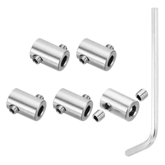 Uxcell 5mm Hole Wire Rope Clips Set, 5 Pcs 304 Stainless Steel Single Holes Lock Cable Clamps Clip with Hexagon Screws Spanner for Wire Rope Fitting, Silver