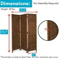 thumbnail image 3 of BIRDROCK HOME 3 Panel Seagrass Room Divider - Handwoven Abaca Folding Privacy Screen, Tall Freestanding Separator for Living Room & Bedroom, Indoor Partition Panel - Solid Metal Frame, Brown Wash, 3 of 9