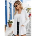 thumbnail image 2 of HOWCOME Lightweight Cardigan Sweater for Women Open Front Long Sleeve Knit Cover Up with Pockets,White M, 2 of 7