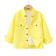thumbnail image 3 of WAVSUF Boys Button Down Shirt with Chest Pocket Collar Neck Long Sleeve Fall Comfort Trendy Coat Yellow 7-8, 3 of 8