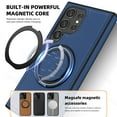 thumbnail image 2 of Allytechgroup Magnetic Case for Samsung Galaxy S23 Ultra, Built-in Invisible 360° Rotatable Kickstand, Compatible with MagSafe, PU Leather Slim Shockproof Protective Phone Case Cover, Blue, 2 of 6