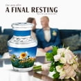 thumbnail image 4 of JAGASY Sunflower Small Urn for Friend, Tiny Keepsake Urns for Human Ashes, Sunset Blue Sky Decorative Urns for Father, Blue Memorial Cremation Urn for Mom & Dad, (3 Inch), 4 of 7