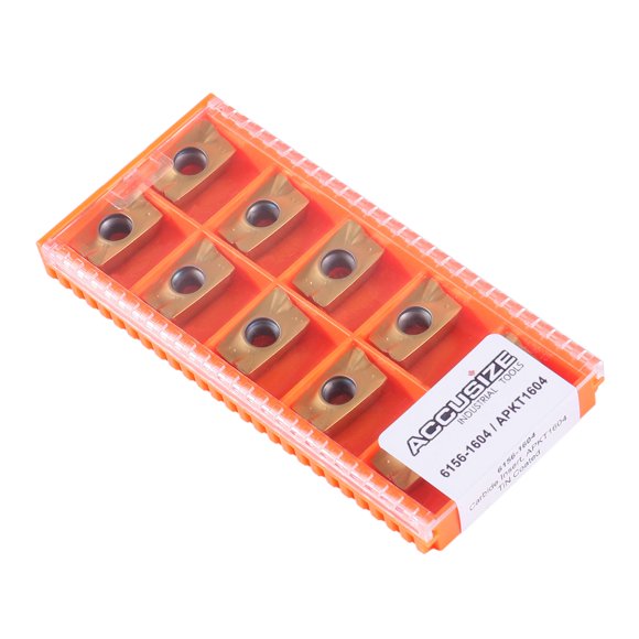 Accusize Apkt1604 Inserts en Carbure Revêtus d'Étain, Acier de Coupe, 10 Pcs / Boîte, 0056-1604x10