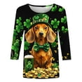 thumbnail image 4 of Goodeals Womens St Pattys Day T Shirt Green Funny Leprechaun Hat Shirts 3/4 Length Sleeve Tops Lucky Irish Shamrock Graphic Tees Top Round Neck Blouse(Green,M), 4 of 5