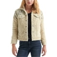 thumbnail image 1 of Lucky Brand Womens Sherpa Jean Fleece Jacket, Beige, X-Small, 1 of 1