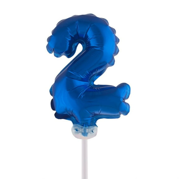 Balloon-Foil-Cake Topper-Number 2-5"-Blue