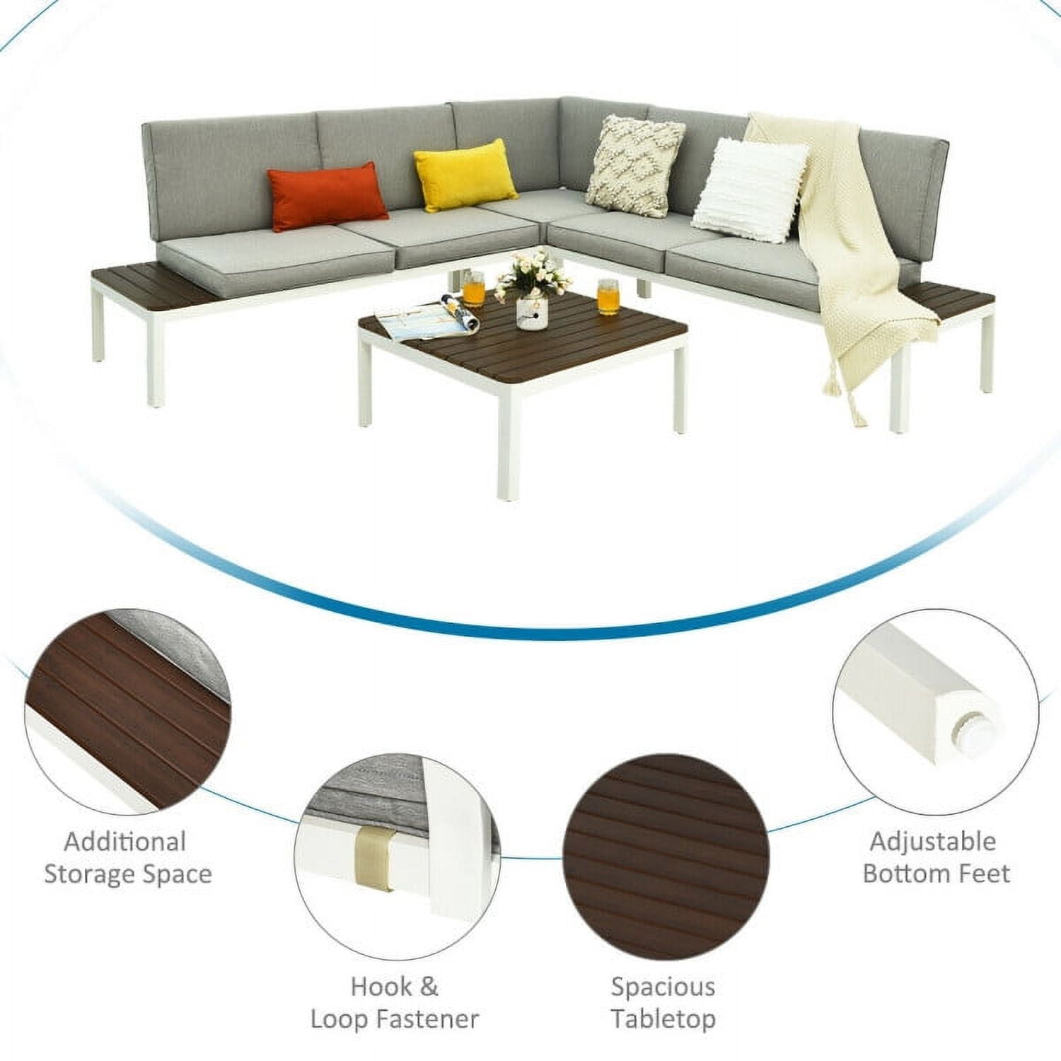 Aimee Lii 4 Pieces Patio Furniture Set, Aluminum Frame Cushioned Sofa, Small Patio Set, Gray Aimee Lii 4 Pieces Patio Furniture Set, Aluminum Frame Cushioned Sofa, Small Patio Set, Gray