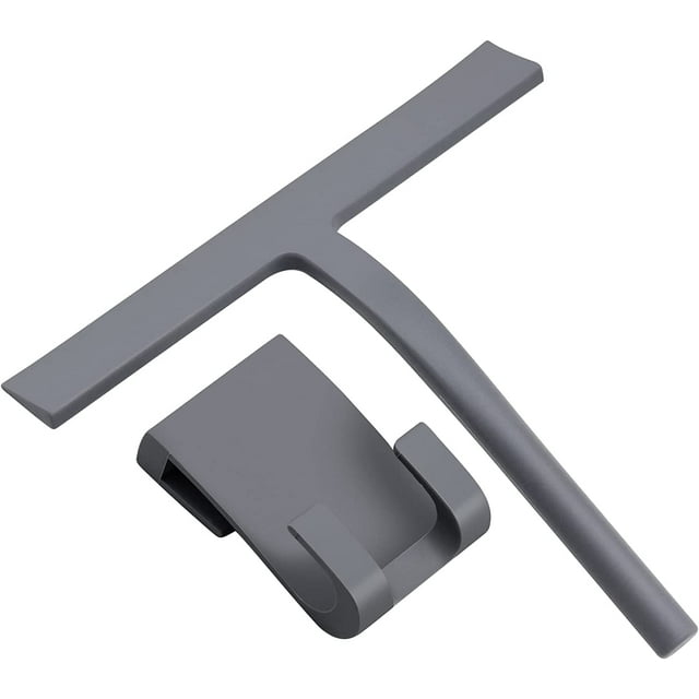 Escurridor de ducha de silicona con núcleo de acero inoxidable, escurridores de ducha para limpieza de cristales de ba?o, 22,8 x 22 cm, gris ZefeiWu 8390606856791