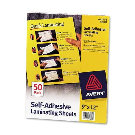 Bx Self Adhesive - Self-Adhesive Laminating Sheets, Clear Heavy Weight Quick Laminating, 9 x 12 Inches, Box of 50 (73601), Easy to apply Self Adhesive Laminating Sheets with special.., By Avery