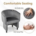 thumbnail image 4 of Canddidliike Upholstered Velvet Barrel Chair with Ottoman, Velvet Lounge Reading Chair, Upholstered Armchair for Living Room, Bedroom, Dorm, Grey, 4 of 6